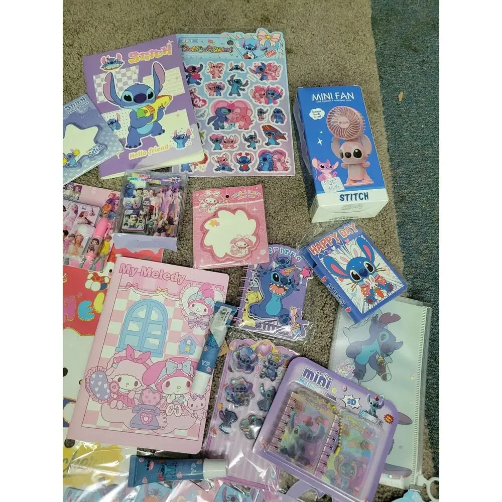GIGANTIC!!! Sanrio Disney Stationery Set Kuromi My Melody Stitch 70 New Kpop